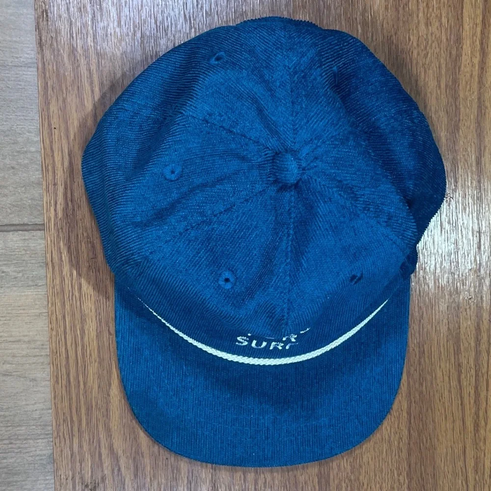 Cash & Co Kids Pray For Surf Corduroy Snapback Hat Teal Blue Rope Detail M/L